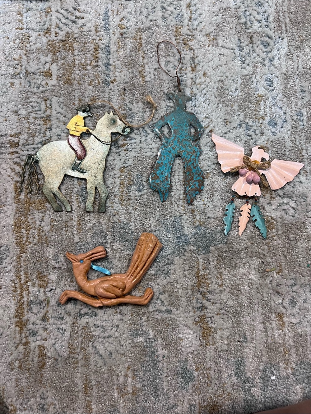 Southwest tin Christmas ornaments lot of 4 z99